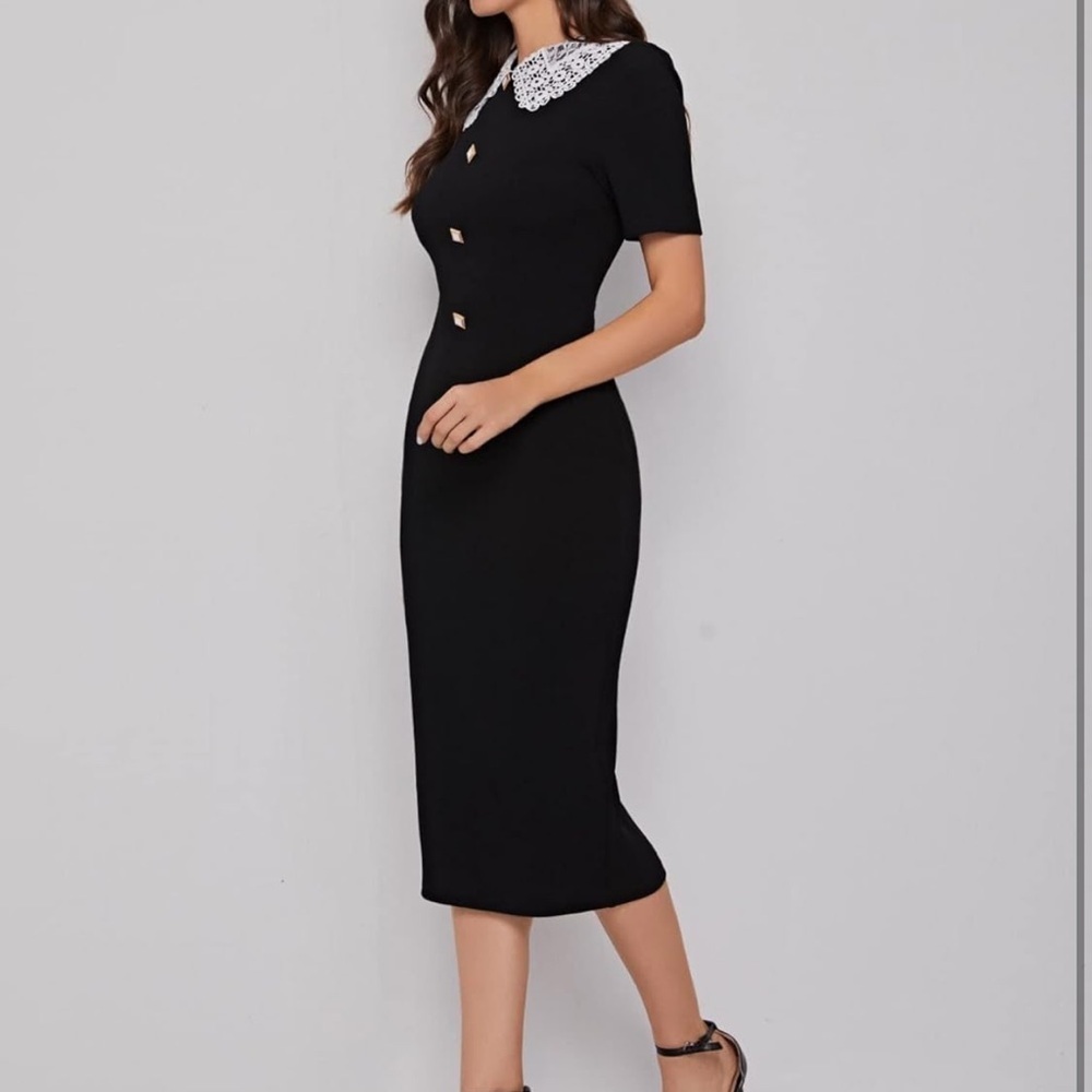 SHEIN Black Dress with White Lace Collar - Picture 3 of 11